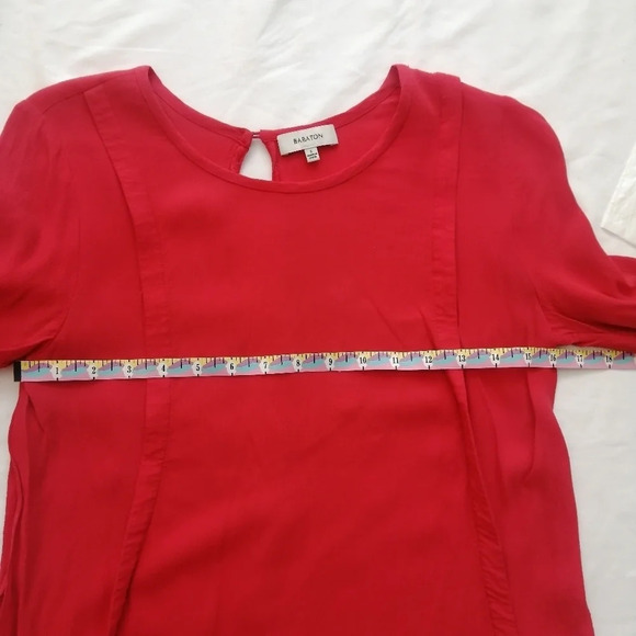 Aritzia Babaton Half Sleeve Red Crepe Blouse with Side Slits Small - Picture 15 of 16